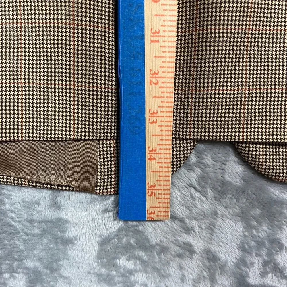 Brooks Brothers Sport Coat Mens 41L Tan Houndstooth Excellent Worsted Wool Italy
